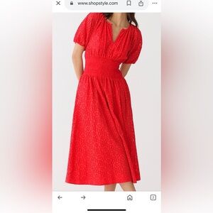 NWT J.Crew Provence smocked-waist midi dress in Rec eyelet